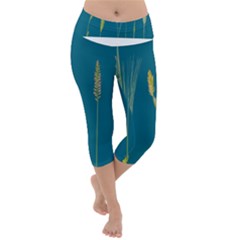 Grass Grasses Blade Of Grass Lightweight Velour Capri Yoga Leggings by Nexatart