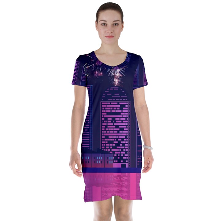 Architecture Home Skyscraper Short Sleeve Nightdress