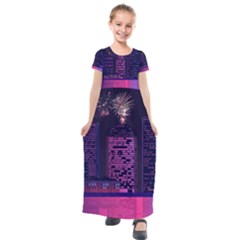 Architecture Home Skyscraper Kids  Short Sleeve Maxi Dress