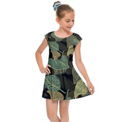 Autumn Fallen Leaves Dried Leaves Kids Cap Sleeve Dress