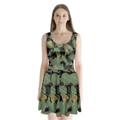 Autumn Fallen Leaves Dried Leaves Split Back Mini Dress 