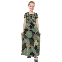 Autumn Fallen Leaves Dried Leaves Kids  Short Sleeve Maxi Dress by Nexatart