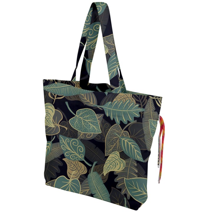 Autumn Fallen Leaves Dried Leaves Drawstring Tote Bag