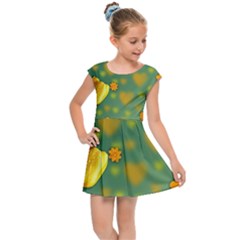 Background Design Texture Tulips Kids Cap Sleeve Dress