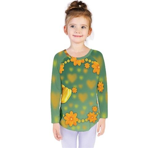 Background Design Texture Tulips Kids  Long Sleeve Tee by Nexatart