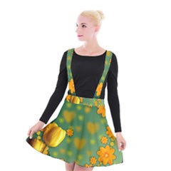 Background Design Texture Tulips Suspender Skater Skirt by Nexatart