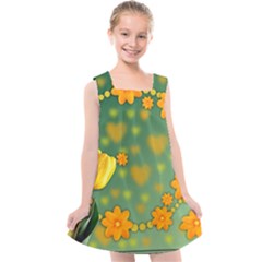 Background Design Texture Tulips Kids  Cross Back Dress