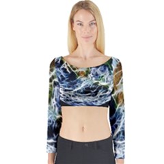 Spherical Science Fractal Planet Long Sleeve Crop Top by Nexatart