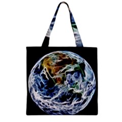 Spherical Science Fractal Planet Zipper Grocery Tote Bag by Nexatart