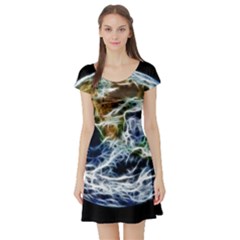 Spherical Science Fractal Planet Short Sleeve Skater Dress by Nexatart