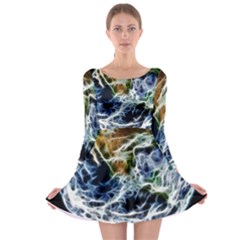 Spherical Science Fractal Planet Long Sleeve Skater Dress by Nexatart