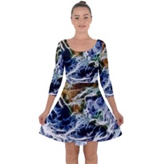 Spherical Science Fractal Planet Quarter Sleeve Skater Dress by Nexatart