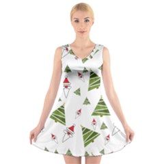 Christmas Santa Claus Decoration V-neck Sleeveless Dress by Nexatart