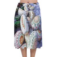 Model Color Traditional Velvet Flared Midi Skirt by Nexatart