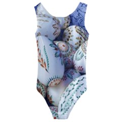 Model Color Traditional Kids  Cut-out Back One Piece Swimsuit