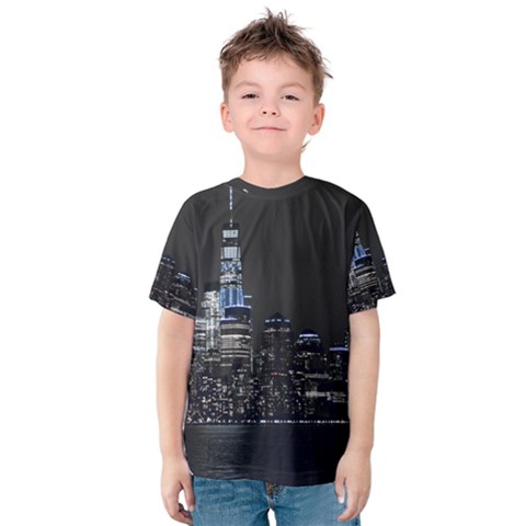 New York Skyline New York City Kids  Cotton Tee by Nexatart