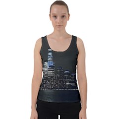 New York Skyline New York City Velvet Tank Top by Nexatart