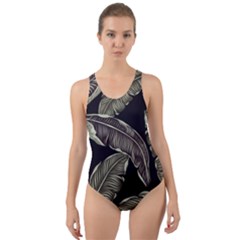 Jungle Leaves Tropical Pattern Cut-out Back One Piece Swimsuit by Nexatart