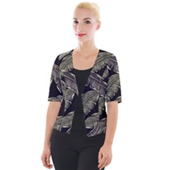 Jungle Leaves Tropical Pattern Cropped Button Cardigan