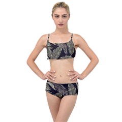 Jungle Leaves Tropical Pattern Layered Top Bikini Set