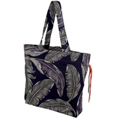 Jungle Leaves Tropical Pattern Drawstring Tote Bag