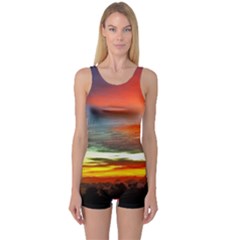 Sunset Mountain Indonesia Adventure One Piece Boyleg Swimsuit by Nexatart