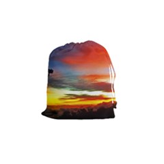 Sunset Mountain Indonesia Adventure Drawstring Pouch (small) by Nexatart