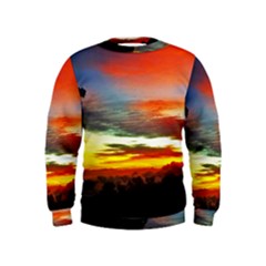 Sunset Mountain Indonesia Adventure Kids  Sweatshirt by Nexatart