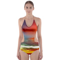 Sunset Mountain Indonesia Adventure Cut-out One Piece Swimsuit by Nexatart