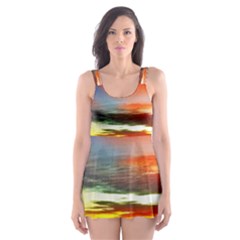 Sunset Mountain Indonesia Adventure Skater Dress Swimsuit by Nexatart