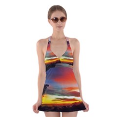 Sunset Mountain Indonesia Adventure Halter Dress Swimsuit  by Nexatart