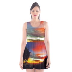 Sunset Mountain Indonesia Adventure Scoop Neck Skater Dress by Nexatart