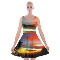 Sunset Mountain Indonesia Adventure Velvet Skater Dress by Nexatart