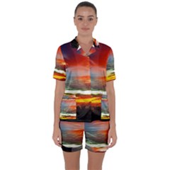 Sunset Mountain Indonesia Adventure Satin Short Sleeve Pyjamas Set by Nexatart