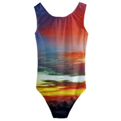 Sunset Mountain Indonesia Adventure Kids  Cut-out Back One Piece Swimsuit by Nexatart