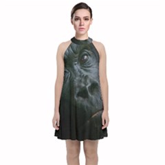 Gorilla Monkey Zoo Animal Velvet Halter Neckline Dress 