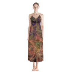 Abstract Colorful Art Design Button Up Chiffon Maxi Dress