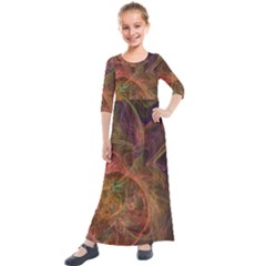 Abstract Colorful Art Design Kids  Quarter Sleeve Maxi Dress