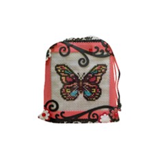 Cross Stitch Butterfly Drawstring Pouch (medium) by DeneWestUK