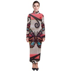 Cross Stitch Butterfly Turtleneck Maxi Dress