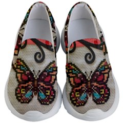 Cross Stitch Butterfly Kid s Lightweight Slip Ons by DeneWestUK