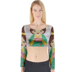 Cross Stitch Kimono Long Sleeve Crop Top by DeneWestUK