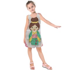 Cross Stitch Kimono Kids  Sleeveless Dress