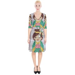 Cross Stitch Kimono Wrap Up Cocktail Dress