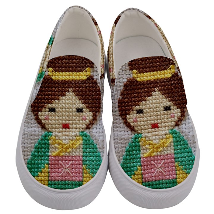 Cross Stitch Kimono Men s Canvas Slip Ons