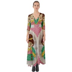 Cross Stitch Kimono Button Up Boho Maxi Dress by DeneWestUK