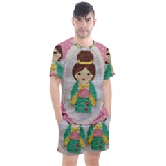 Cross Stitch Kimono Men s Mesh Tee And Shorts Set