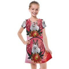 Cute Pemeranian With Flowers Kids  Cross Web Dress by FantasyWorld7