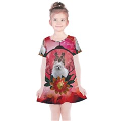 Cute Pemeranian With Flowers Kids  Simple Cotton Dress by FantasyWorld7