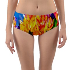 Festival Of Tulip Flowers Reversible Mid-waist Bikini Bottoms by FunnyCow